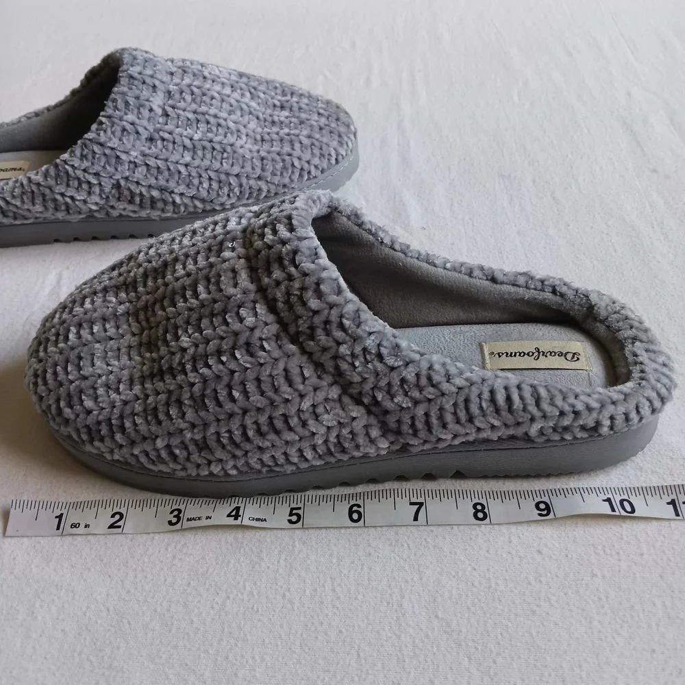 Dearfoams Men Sz XL 9-10 Soft Gray Slippers